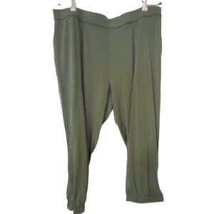 Lisa Rinna Banded Bottom Knit Crop Pants A287832 Army Green Sx XLP